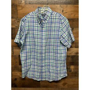 Chaps Linen Cotton Men's Short Sleeve Button Up Size Large‎